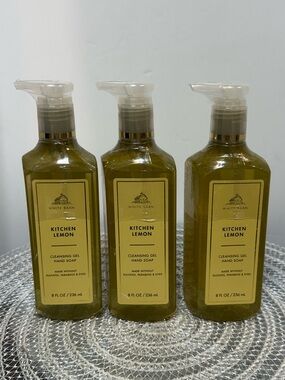 BBW Kitchen Lemon Cleansing Gel Hand Soap Set of 3 NWT
